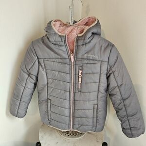 Eddie Bauer Kids Gray Puffer Jacket with Pink  Interior